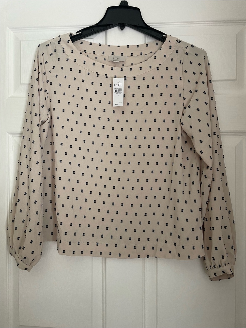 LOFT Women's Beige Long-Sleeve Printed Blouse